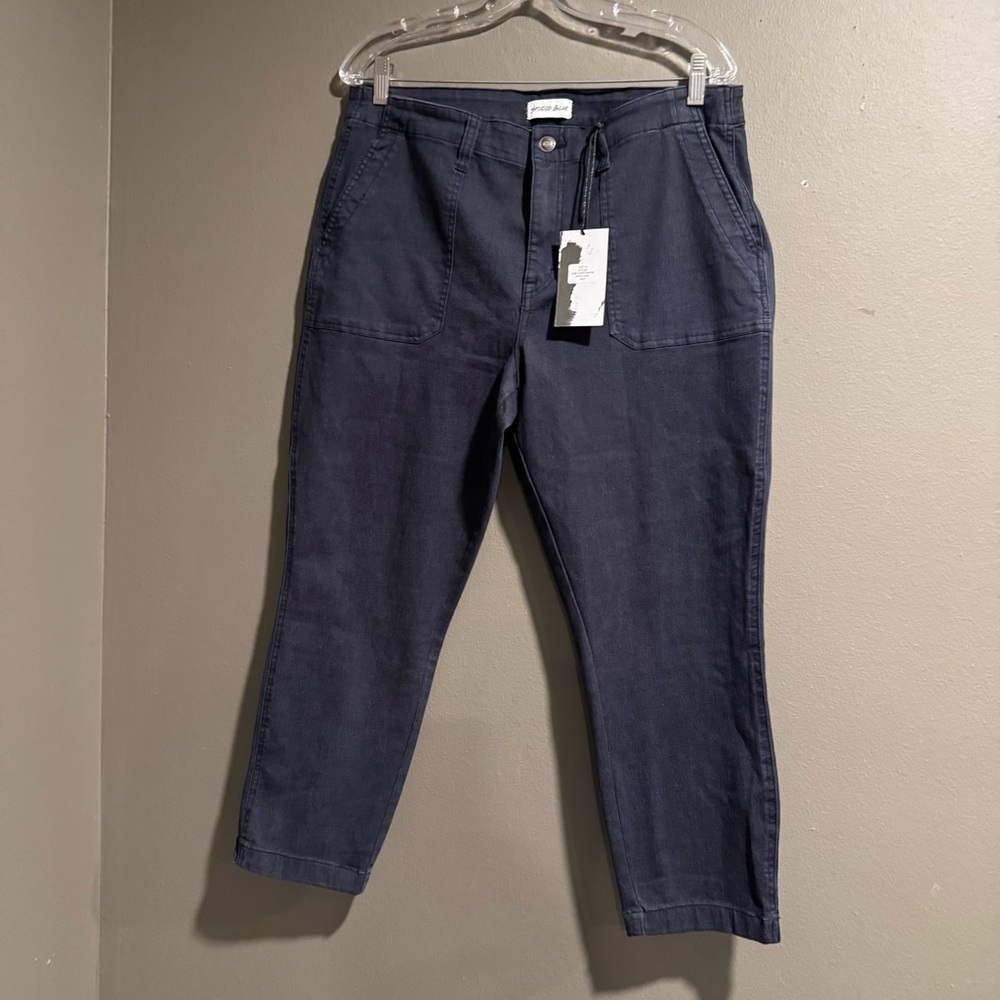 Studio Blue Navy Cotton Blend Crop Pant Size 32